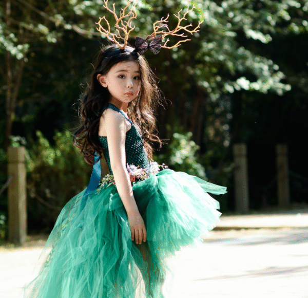 Model: Set, Size: 130cm - Girls dark green tutu skirt