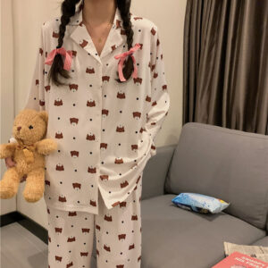 Color: White, Size: One size-B, Style:  - Loose bear two-piece home suit