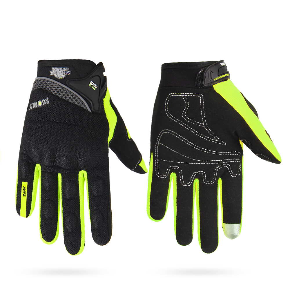 Color: Short green, Size: XXL - Riding motorcycle full finger gloves