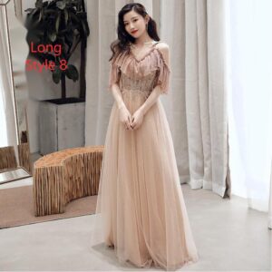 Color: Coffee, style: 8-S, Size:  - Bridesmaid Dress Temperament Sisterhood Wedding Dresses
