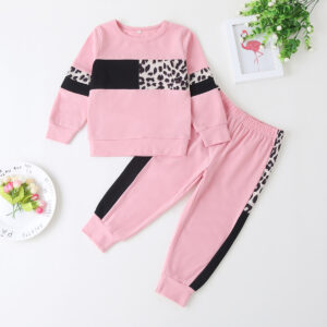 Color: Pink, Size: 110cm - Alphabet hooded boy's hoodie suit