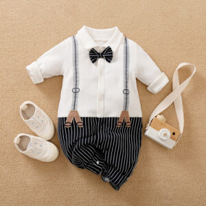 Color: Black stripes, Size: 80CM - Spring And Autumn Cross Border One Piece BABY BODYSUIT