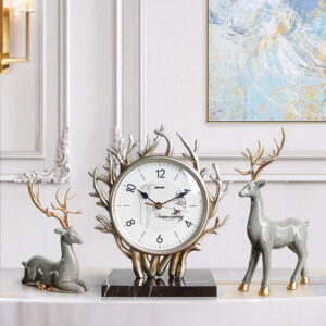 power: Battery, style: D - European Style Sitting Clock Living Room Silent Retro Clock