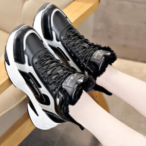 Color: Black, Size: 38-Plus fleece, style:  - Korean Style All-match Sports Shoes Women Cotton Shoes