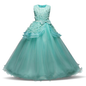 Style: 2, Color: Green-130cm, Size:  - Children's trailing party dress lace skirt