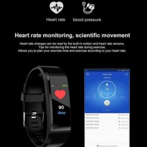 Color: Black - Smart Bracelet With Bluetooth Wristband Heart Rate Monitor Watch Activity Fitness Tracker