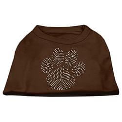 Clear Rhinestone Paw Shirts Brown Sm