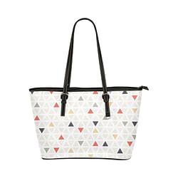 Large Leather Tote Shoulder Bag - Pastel Triangles Multicolor illustration