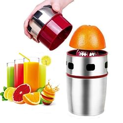 Portable Manual Citrus Juicer Stainless Steel Hand Press Grapefruit Hand Squeezer Lid Rotation Squeezer for Oranges, Lemons, Tangerines and Other Fruits