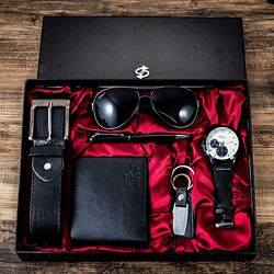 A04991Men's business gift box set Wallet belt watch pen glasses combination set