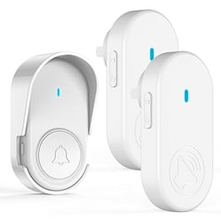 Wireless Doorbell 2 Receivers Water Proof Door Bell Kit Over 1000 Feet Range 5 Levels Volume 38 Melodies For Home U.S. regulations White 1T2