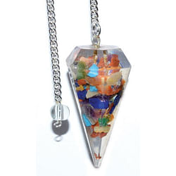 6-sided Seven Chakra Orgone pendulum