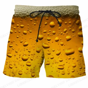 Color: Beige, Size: XXXL - Men's Swimwear Shorts Beer 3d Surfing Board Short Kids Beach Shorts Men's Swim Trunks Masculina Sportwear Quick Dry Briefs Boy