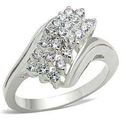 SS038 - Silver 925 Sterling Silver Ring with AAA Grade CZ  in Clear