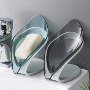 Color: plum - Bathroom Soap Holder Leaf Shape Dish Soap Kitchen Sponge Soap Box Storage Non-slip Drain Soap Case Container Bathroom accessorie