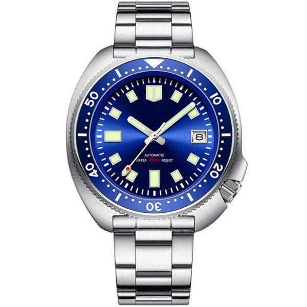 Color: Blue, style: 316L stainless steel strap - Steel Diving Watch Men's Mechanical Watch